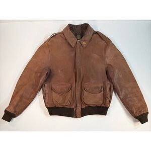 Vintage 90s Avirex Type A-2 Brown Leather Flight Bomber Jacket Mens 40 Distress
